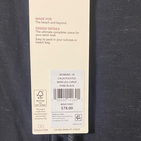 CALIA by Carrie Underwood Black Beach Pants/Coverup with pockets - Picture 4 of 5